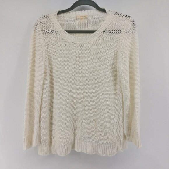 Eileen Fisher Cotton Polyamide Linen Blend Crew Neck Boxy Sweater - Picture 1 of 5